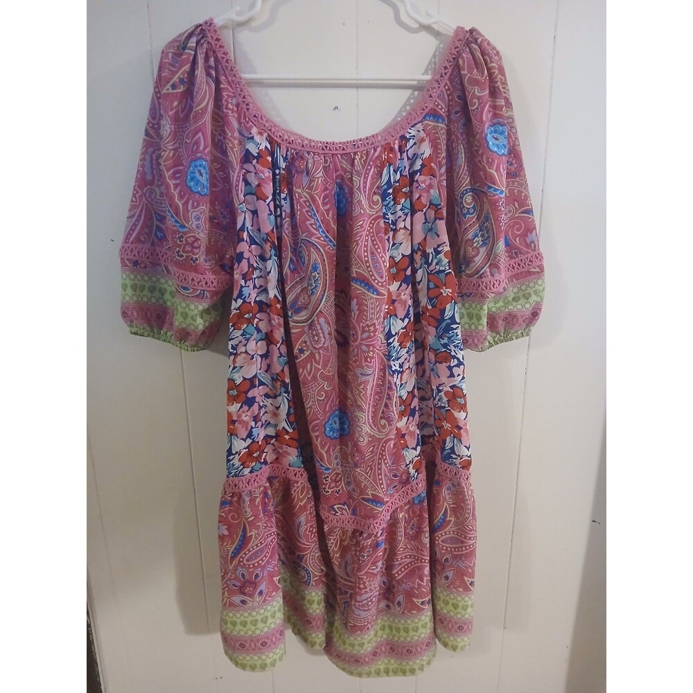 Umgee Women's  Dress Women's Medium Pink Boho  Vintage Peasant Fairy